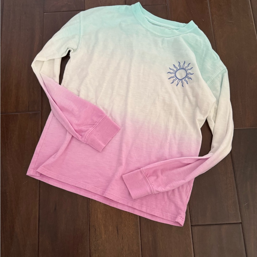 Kids Gradient Long Sleeve Shirt - Pink and Teal